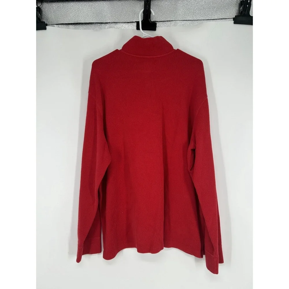Polo Ralph Lauren Sweater Leather Tab Quarter 1/4 Zip Pullover Red Knit Mens 2XL